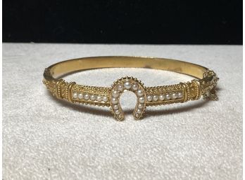 Victorian 14k Gold And Pearl Bracelet (CTF10)