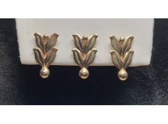 Three 14k Gold Leaf Shaped Earrings (CTF10)
