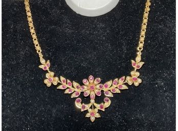 CL & Son 22K Gold Ruby And Pearl Necklace (CTF10)