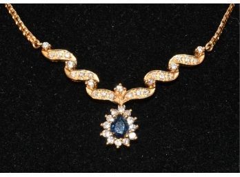 14k Gold Sapphire And Diamond Necklace (CTF10)