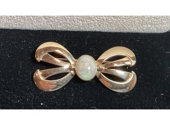 14k Gold And Opal Bow Brooch (CTF10)