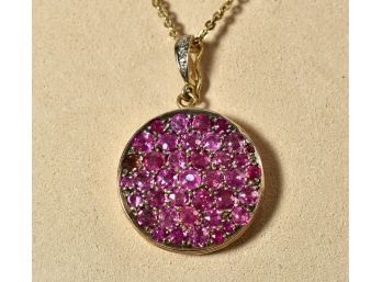 14k Gold Pink Sapphire Pendant And Chain (CTF10)