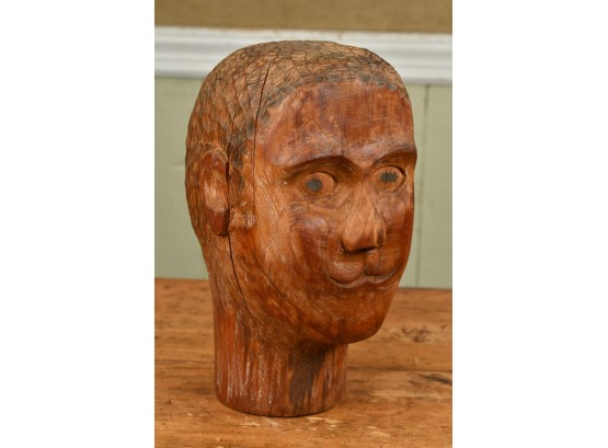 Late 19th C./20th C. Carved Wooden Milliners Model Head (CTF10)