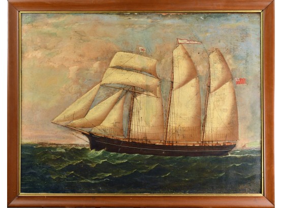 19th C. Oil, The English Ship Earnest (CTF10)