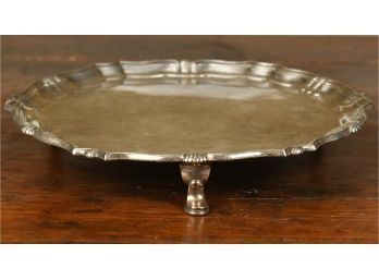 English Hallmarked Footed Sterling Silver Salver, 20.4 Ozt (CTF10)