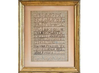 Harriot Prescott, 1812, Needlework Sampler (cTF10)