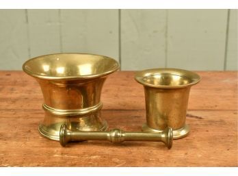 Two Early Brass Mortar And Pestles (CTF10)