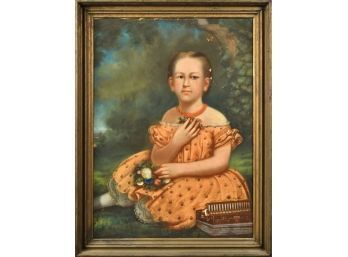19th C. Pastel Of A Young Girl (CTF10)