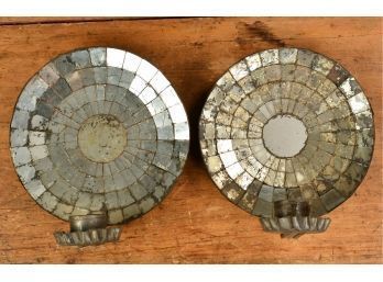 Pair Of Antique Mirrored Sconces (CTF10)