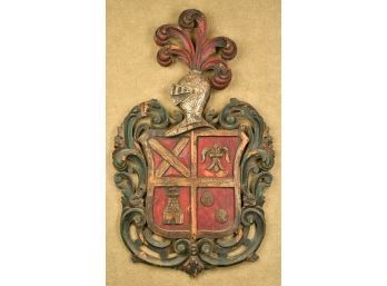 19th C. English  Wooden Coat Of Arms (CTF10)