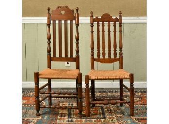 Two 18th C. Maple Bannister Back Side Chairs (CTF20)