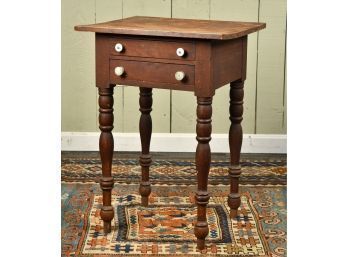 19th C. Federal Two Drawer NH Birch Work Stand (CTF20)