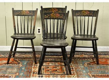 Four Antique Decorated Windsor Side Chairs (CTF20)