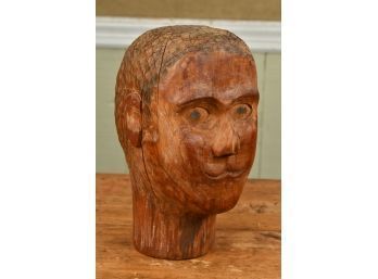 Late 19th C./20th C. Carved Wooden Milliners Model Head (CTF10)