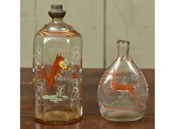 Two Early Stiegel Painted Glass Bottles (CTF10)