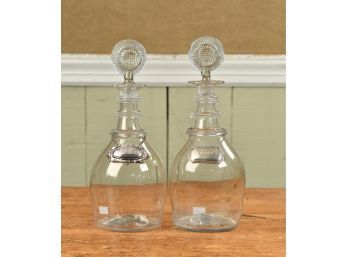 Pr. Early Blown Glass Three-Ring Decanters (CTF10)