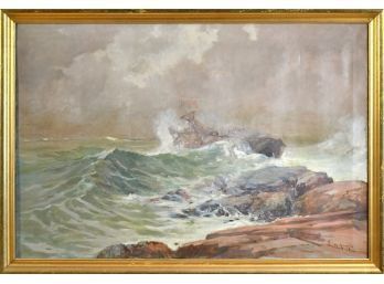 E.A. Page, Boat On Stormy Seas, Oil On Canvas (CTF20)