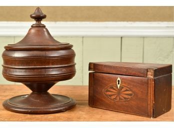 Early Tea Caddy And Treenware Bowl (CTF10)