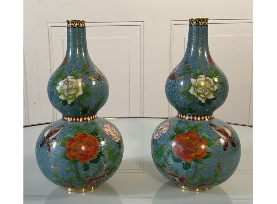 Fine Pair Of 20th C. Cloisonne Vases (CTF20)
