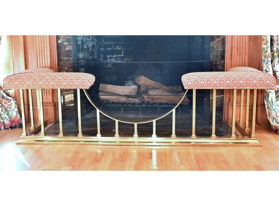Rockingham Brass 'Club' Upholstered Fireplace Surround Seat  (CTF60)