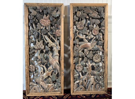 Pair Of Hanging Open Work Carved Panels (CTF20)