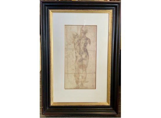 Michelangelo Reproduction Print, Male Nude Sketch (CTF10)
