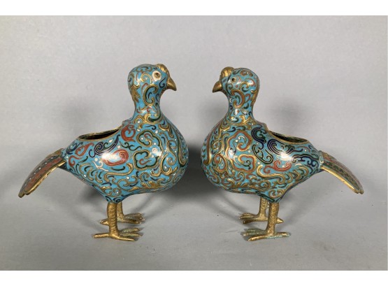 Pair Of Chinese Cloisonne Birds (CTF10)