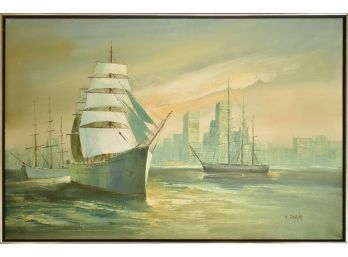 Ravan, Decorative NY Harbor Oil Painting (CTF10)