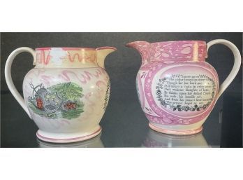 Two 19th C. Sunderland Lustre Pitchers (CTF20)