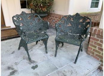 Pr. Cast Iron Outdoor Fern Chairs (CTF20)