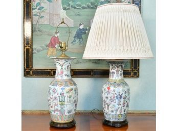 Antique Chinese Famille Rose Lamp & Similar Lamp (CTF30)