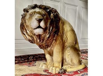 Italian Majolica Lion Statue (CTF20)