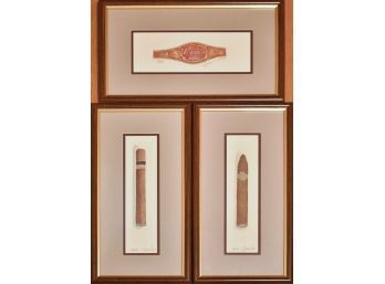 Three Charles Leonard Limited Edition Colored Etchings, Cigars (CTF10)