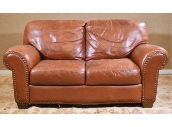 Italian Brown Leather Love Seat (CTF40)