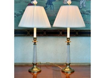French Style Crystal & Brass Table Lamps (CTF10)