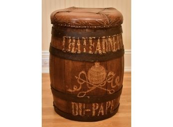 Vintage Leather Tufted Wine Barrel Seat (CTF10)