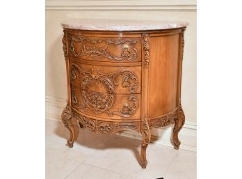 Vintage French Style Marble Top Demi Lune Chest (CTF20)