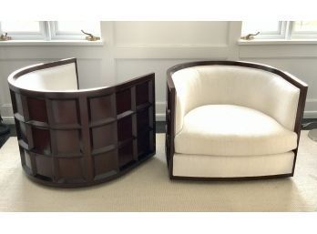 Pair Of Thomas Pheasant Bevel Lounge Chairs By Baker (CTF60)