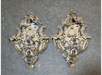 Pair Of 19th C. Faience Wall Pockets (CTF20)