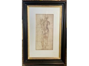 Michelangelo Reproduction Print, Male Nude Sketch (CTF10)