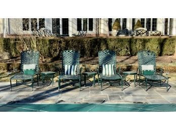 Outdoor Green Chaise Lounges & Tables (CTF60)