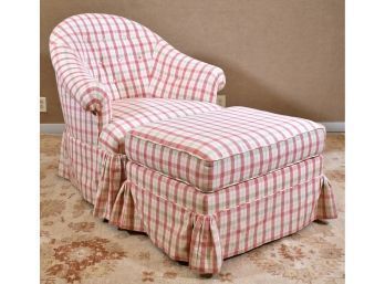 Plaid Upholstered Chair And Ottoman (CTF20)