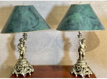 Pair Of Cast Brass Figural Lamps (CTF20)