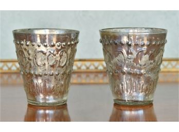 100 Silvered Embossed Glass Votives (CTF10)