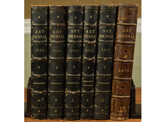Six 19th C. Leather Bound Volumes, Art Journal (CTF10)