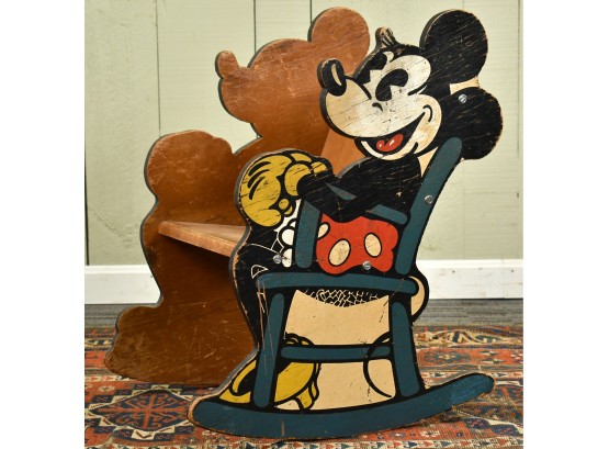 Vintage Mickey Mouse Childs Rocking Bench (CTF10)