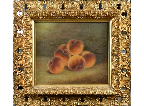 19th C. Oil On Canvas, Still Life With Peaches (CTF10)