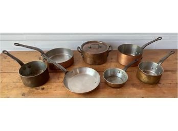 Vintage French Copper Cookware, 7 Pcs (CTF10)