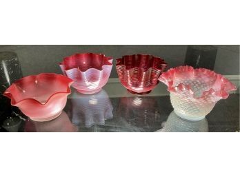 Pink To Red Glass Lamp Shades, 4pcs.  (CTF30)