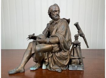 Metal Sculpture Of Renaissance Scholar, Likely Galileo (CTF10)